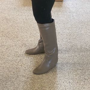 taupe wedge boots